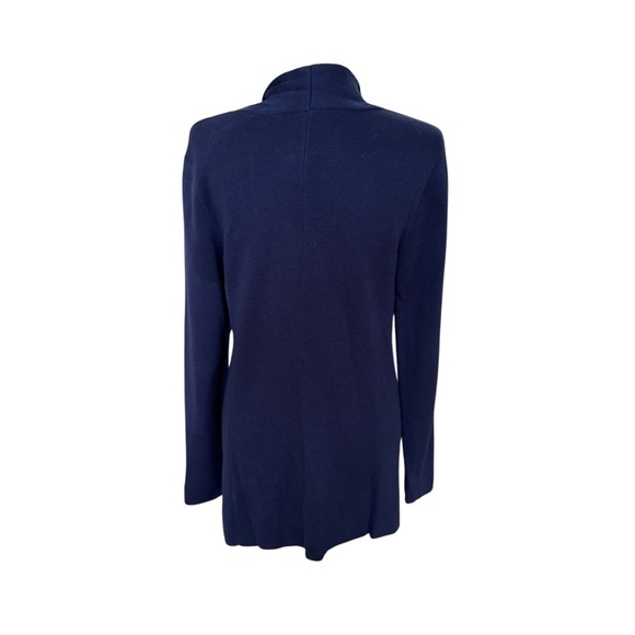 Eileen Fisher Silk Blend Open Front Knit Cardigan Sweater Size M Blue Minimalist - Picture 7 of 8